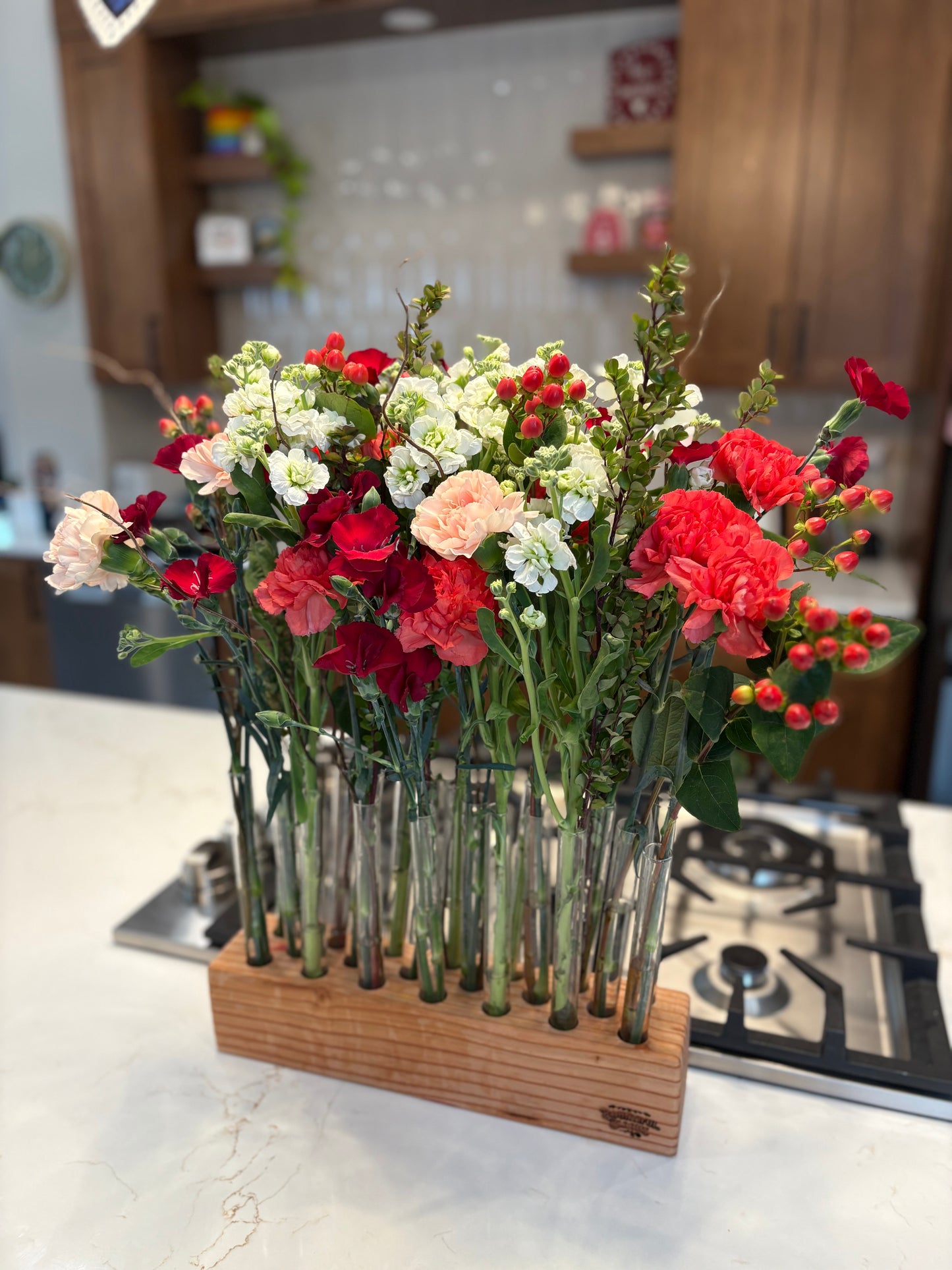 Blooming Vial Vase with Flowers